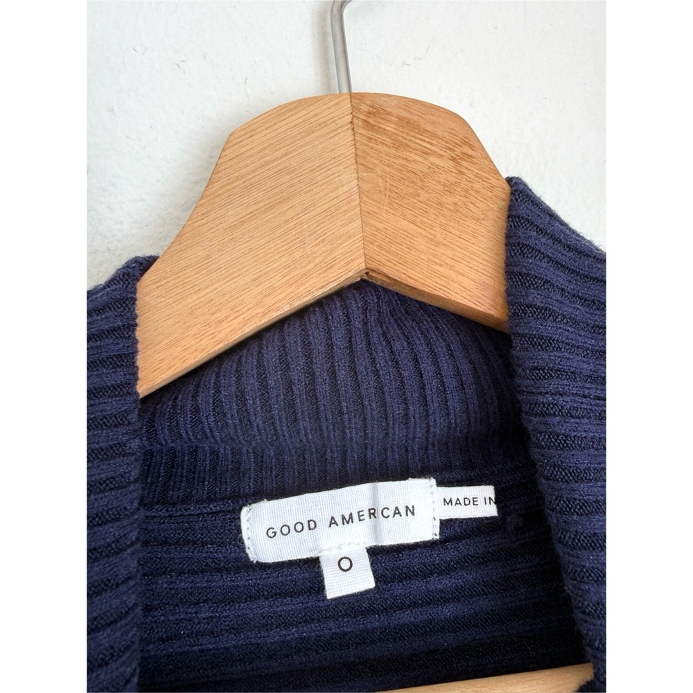 Good American Navy Ribbed Turtleneck Sweater - Picture 5 of 6
